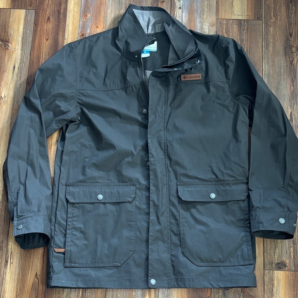 Columbia Men's Dark Gray/Green Raincoat SZ Large